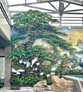 tranh đắp nổi tùng hạc