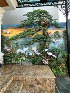 tranh đắp nổi tùng hạc