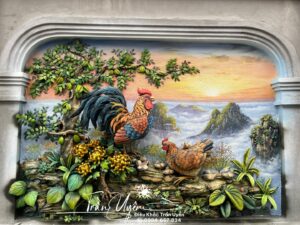 tranh phù điêu sân vườn