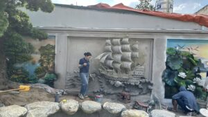 tranh xi măng đắp nổi Ninh Bình