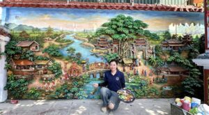 tranh phù điêu đồng quê